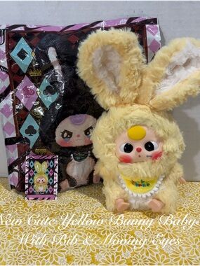 Cute Yellow Bunny Baby3 Plush Stuffed Animal With Moving Eyes adorable Cheeks